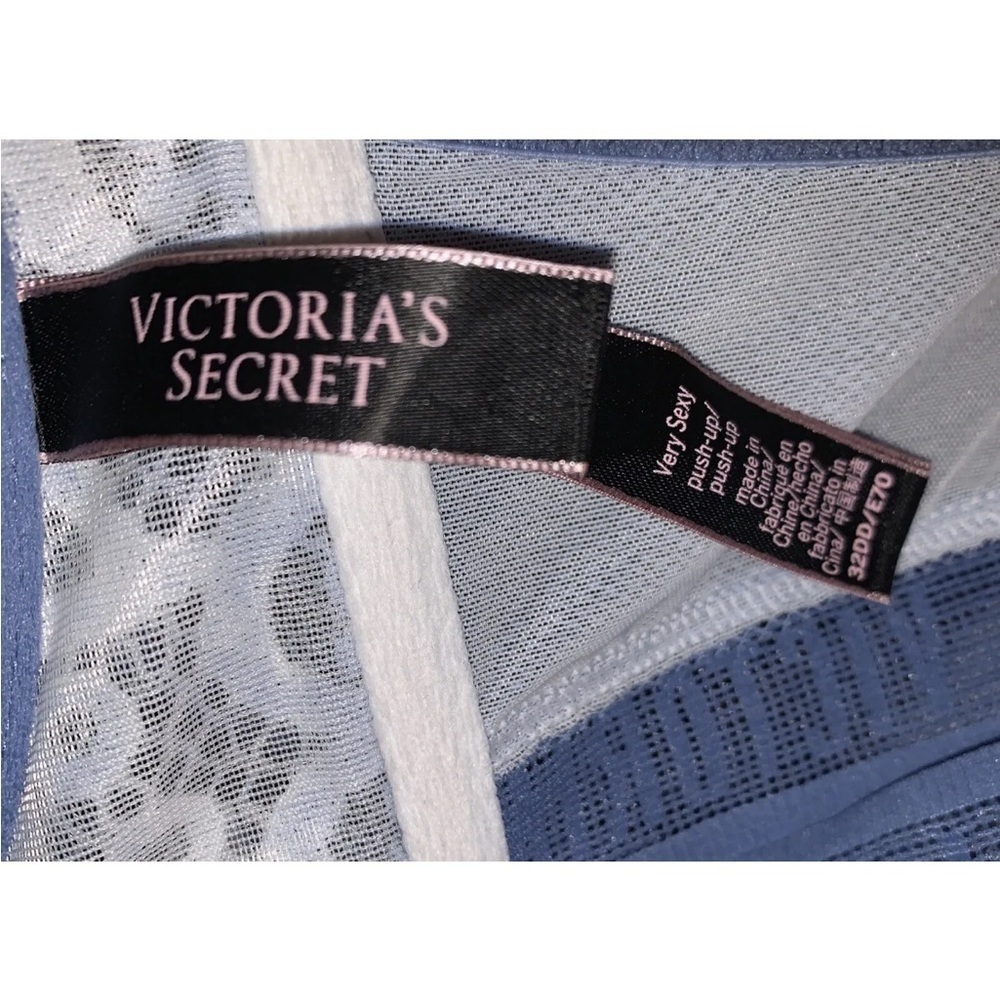 Victorias Secret PINK 32DD Very Sexy Push-up Bra Blue Floral LaceUp Front Close - Picture 6 of 6